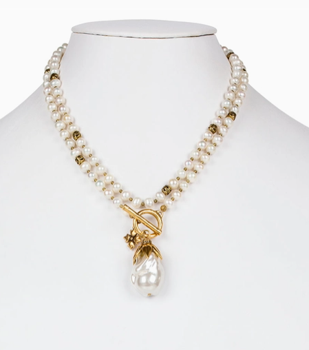 Patricia Nash Pearl Drop Adjustable Necklace