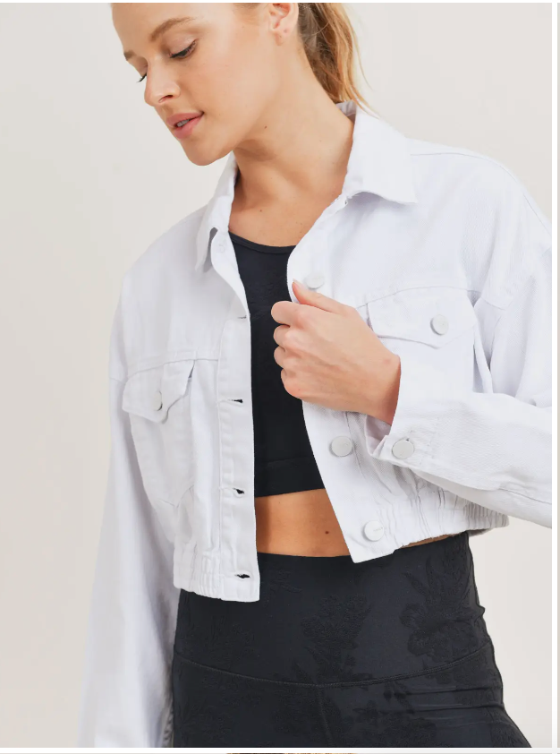 White cropped jacket to wear over dress sales