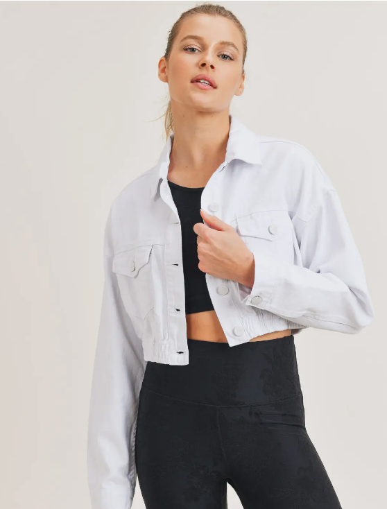 White crop denim sales jacket
