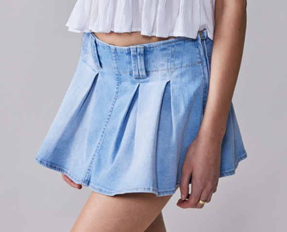 Denim Pleat Skort