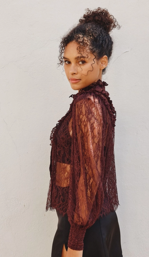 Frill lace blouse shop