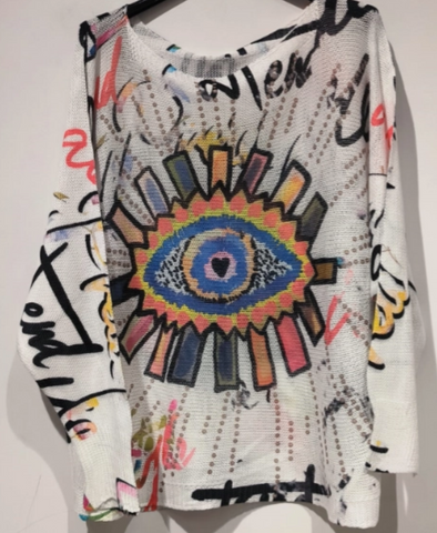 Graffiti Evil Eye Top