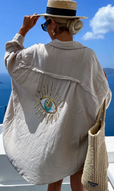 Gauze Evil Eye Top