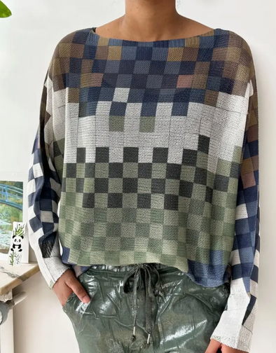 Olive Check Top