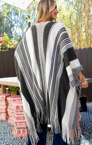Fringe Striped Ruana