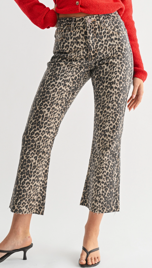 Leopard Mid Rise Denim