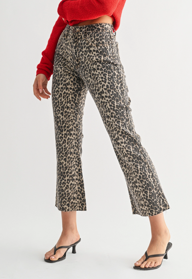 Leopard Mid Rise Denim