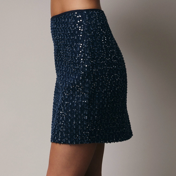 Denim Sequin Skirt