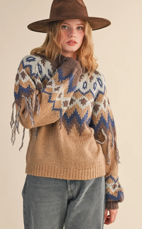 Fair Isle Fringe Sweater