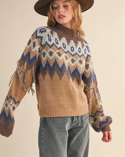 Fair Isle Fringe Sweater
