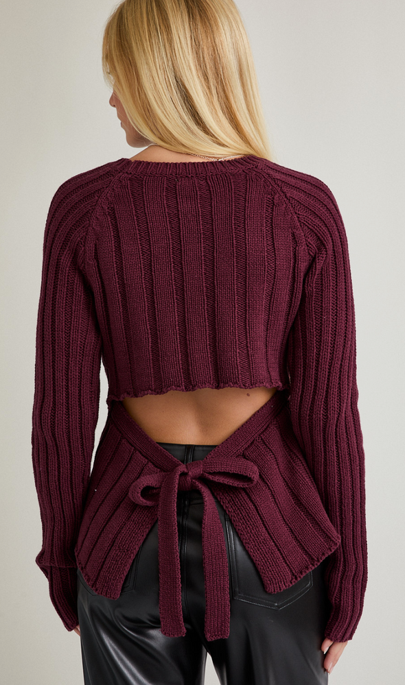 Ribbed Open Back Sweater