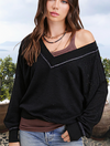 Double V Waffle Knit Top