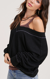 Double V Waffle Knit Top