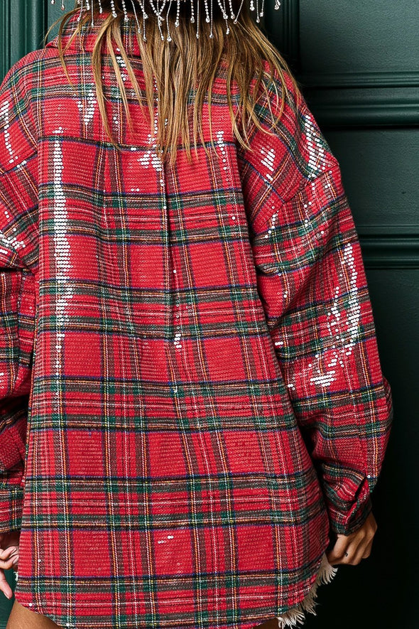Holiday Sparkle Plaid Shacket
